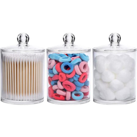 Pakke med bomullsdott-ball-puteholder 12oz Qtip Apotek Krukke Klar Sminkeorganisator Baderom Beholder Dispenser