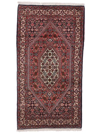 Bidjar Teppich Handgeknüpft 87X162 Schwarz/Dunkelrot Persien/Iran