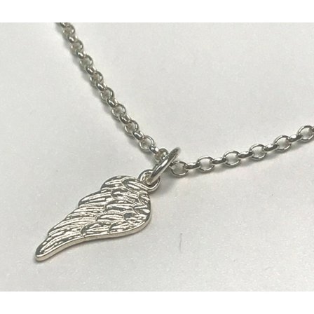 Sterling Silver Fotlänk, Ankelband med Ängelvinge Berlock på Belcherkedja