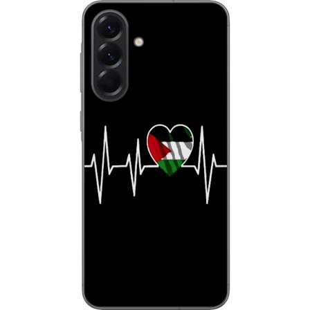 Kompatibel Mobilcover til Samsung Galaxy A56 Palæstina hjerte med EKG-linje i flagfarver sort rød hvid grøn symbol for kærlighed styrke og frihed