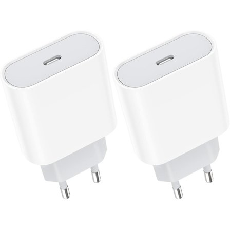 20W 2-pack USB C Snabbladdare, USBC Uttag Typ C Vägg AC Strömadapter