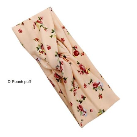 Handsydd Blommig Stretch Hårband (9 Färgval) D-peach Puff