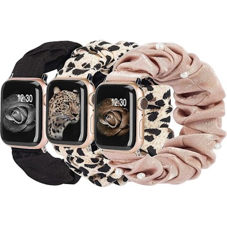 3-pack Kompatibla med Apple Watch Armband Scrunchies 38mm Tyg Mjukt Mönstrat Tryckt Tyg Armband Armband Kvinnor IWatch Elastiska Scrunchy Band 40mm