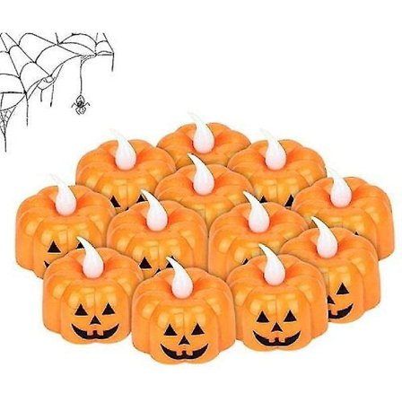 Pumpkin Tea Lights Candles, 12 st Halloween Pumpkin Lights Pumpkin