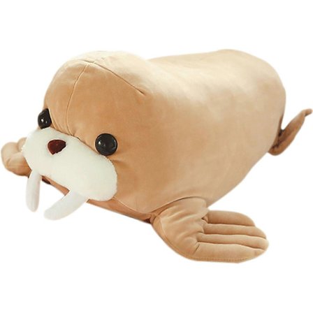 Pehmeä ruskea mursu pehmolelu, mursu pehmoeläin tyyny, mursu pehmotyyny, pehmonukke, syntymäpäivä, joulu, lasten lahja, huoneen sisustus [D]