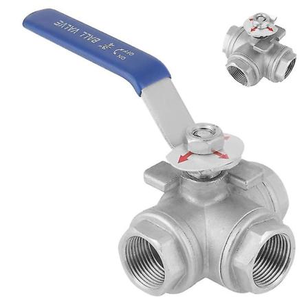 3-vejs kugleventil i rustfrit stål Sus304 rør T-ventil med indvendigt gevind 3/4 "dn20 med vinyl-låsehåndtag"