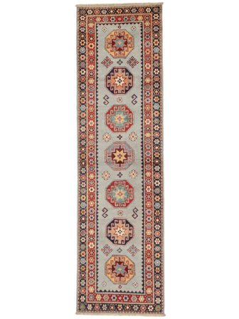 Tapis Kazak Fine 83X297 De Couloir Marron/Jaune Foncé (Laine, Afghanistan)