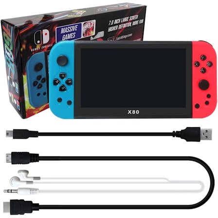 2025 Seneste Model Nye X80 7 tommer HD Stor Skærm Retro Håndholdt Videospil Konsol MP5 Spillemaskine Indbygget 20.000 Spil til PS1 GBA FC G