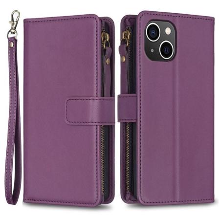 iPhone 15 Pungeetui Zipper Flip - Lavendel