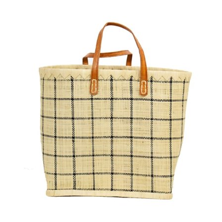 A World of Craft RAFFIA Väska rutig L, natur/svart Förvaring Brun L