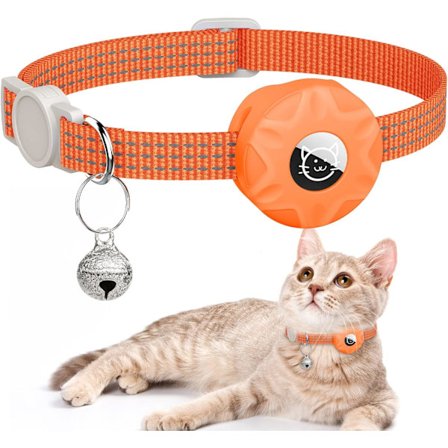 AirTag Katt Halsband, Reflexivt Kattunge Halsband med Säkerhetsspänne Apple AirTag Katt Halsband, GPS Katt Halsband med AirTag Hållare och Bjällra, 