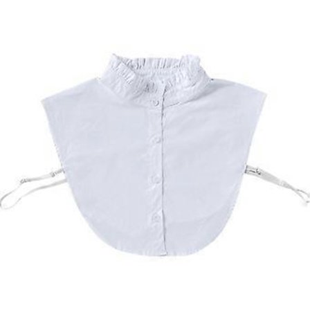 Elegant krage med rynker, falsk høy hals, avtakbar bluse, knapp ned, halv skjorte, crop top, klesplagg tilbehør for kvinner, hvit