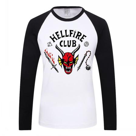 Lasten Stranger Things Hellfire Club -painatuilla raglan-hihaisilla pitkähihaisilla puseroilla T-paita lahjaksi 4-10 vuotta 9-10Years