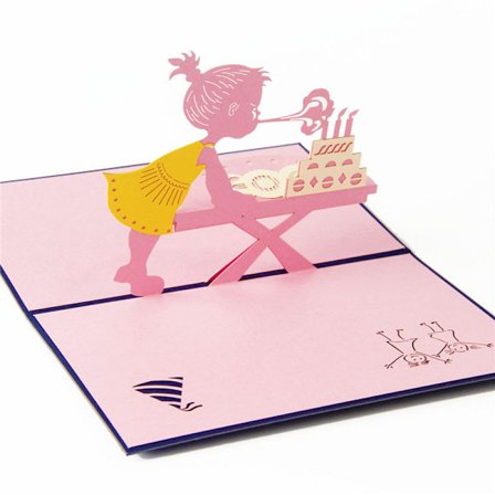 1 kpl 3D pop up -syntymäpäiväkortti, 3-kerroksinen kakku, syntymäpäiväkortti