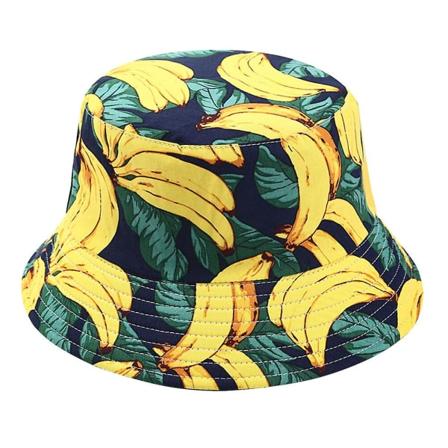 Tryckt Frukt Fiskehatt Banan Bucket Hat Mode Enkel Sommar Utomhus Dubbelsidig Bredbrättad Solhatt M