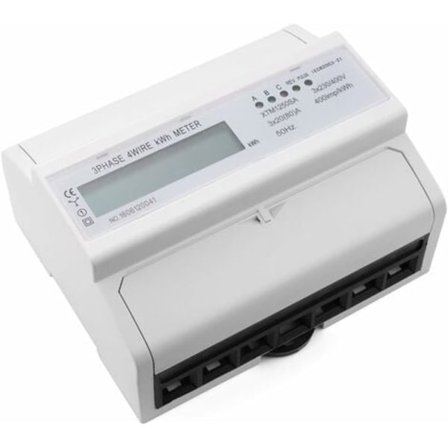 TS-Energimätare LCD KWH 7 Siffror 3x20 (80) A 3x230 / 400V 50Hz Trefas Fyra Trådar Din-skena KWH Watt Timme Din-skena