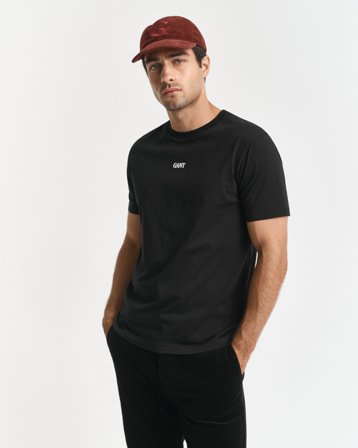 GANT Herren T-Shirt mit kleiner Grafik (M) Schwarz