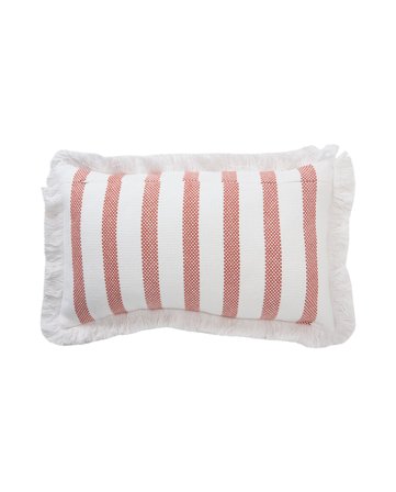 Lexington Gestreiftes Kissen aus Bio-Baumwolle mit Fransenbesatz 50x30