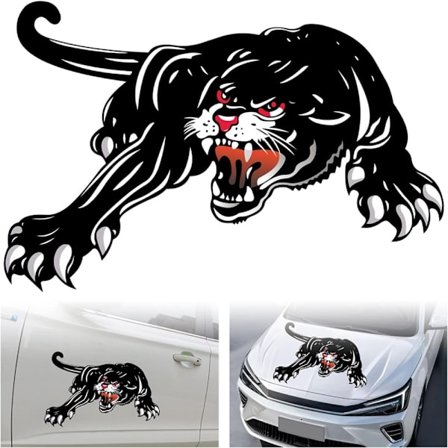2 kpl 3D Panther -autotarroja, eläinkuvioinen konepeltitarra