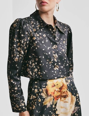 by Ti Mo Tailored Satin Cropped Jacket - Multi/patterned - XL