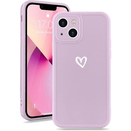 Sødt silikonecover til piger, stødabsorberende beskyttelse med kærlighedsmønster til iPhone 13 Rosa
