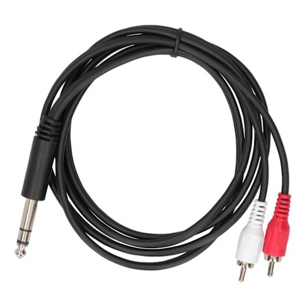 6,35 mm hann til dobbel RCA hann lydkabel 1,5 m lydadapterkonverter splittkabel