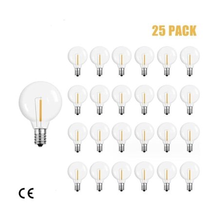 G40 Lyspærer Erstatning G40 Wolframpære Lampe 1W 220-240V Klar Globepære E12 Sokkelpærer, 25 Pakning, Varm Gul (2200k) - RWSpecific Bulb