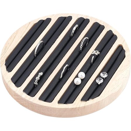Træ Smykke Displaybakke, 6 Slots Ring Øreringe Display Stativ S