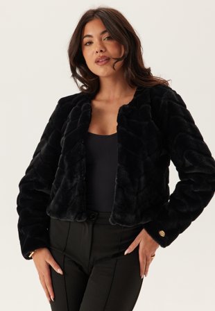 Chiara Forthi - Short Party Faux Fur Jacket - Black - Kläder - - Bubbleroom