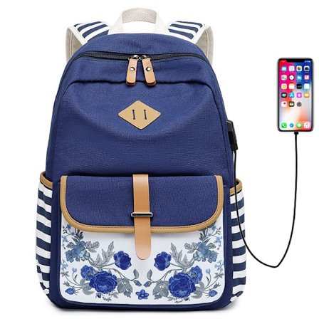 Ryggsäck canvas ryggsäck dam randig canvasväska mode