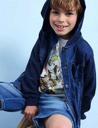 Boboli Denim Jacket Combined - Blue - 92