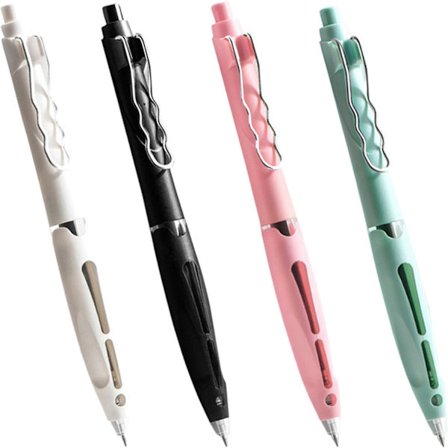 4 stk. Synligt Blæk-vindue Indtrækkelige Gelpenne med 4 farver, 0,5 mm Hurtigtørrende Sorte Blækpenne