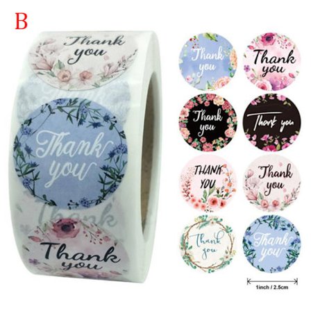 500 Styck Blommig Tack-dekal för Seal Label Scrapbooking Sti