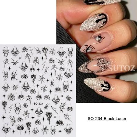 5D Rød Ond Øyekula Negleklistremerke Preglet Halloween Dekorasjon Blod Spindel Design Centipede Skorpion Manikyr Slider LEB5D-K257 SO-234 Black Laser
