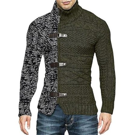 Pologenser Cardigan Herregenser Høst Vinter Lappeteppe Jakke Vintage Mann Strikkegenser Frakk Glidelås Strikket Genser Slim Topper
