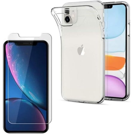 Skal till Apple iPhone 11 + Härdat Glas - Ultratunt Mjukt Silikonskyddande Glasfilm Skärmskydd [Phonillico ]