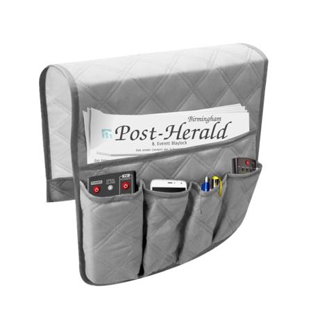 Förvaringsväska med 5 fickor för soffarmstöd (grå)