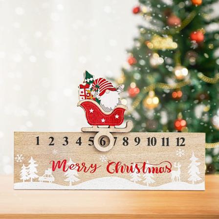 Jul Adventskalender, 24 dager med julekalender, julebordkalender nisse trepynt for julehjemmets kontordekor