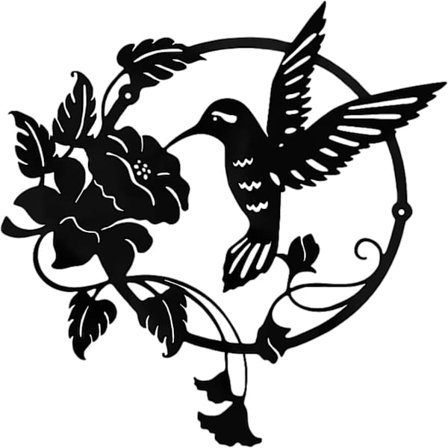 Metallfugl Silhuett, Metallveggdekor, Metallsculptur, Rund Vegg