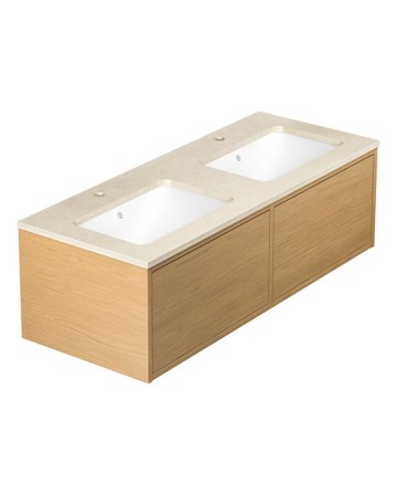 Gustavsberg Ducentic GB71DCVU12ARCC2100 Kommode 120 cm, lys eik/beige stein, 2 kummer Lys eik/beige stein, Baderom