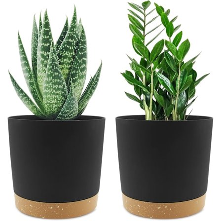 Sett med 2 plantepotter 16,5 cm, innendørs plantepotter med drenering, ZQKLA