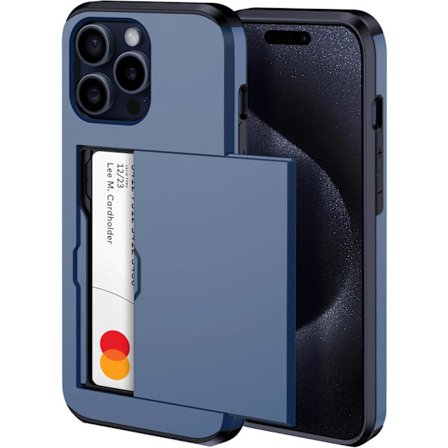 iPhone 15 Pro Max-fodral med kortfack, trådlös laddning, kompatibel med iPhone 15 Pro Max med