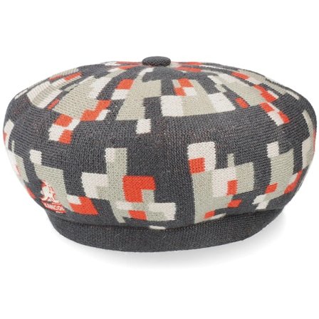 Kangol - Grijs beret Hoed - Pixelated Plaid Deep Springs Nickel Beret @ Hatstore