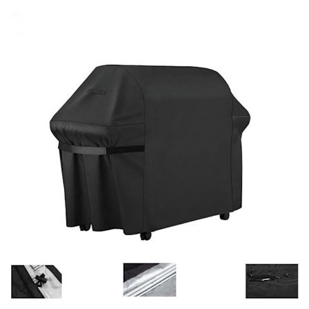 Gasgrillovertræk, Rektangulært Udendørs Grillovertræk 145 x 61 x 117 CM, 210D Vandtæt Planchaovertræk, Anti-UV Vandtæt til Weber, Holland, Jenn