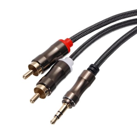 3,5 mm till 2 RCA-kabel RCA hane till hane Aux ljudadapter Jack HiFi hörlurar Hjälpkabel Y-kabel 16ft för telefonhögtalare MP3 surfplatta stereo (1,5 