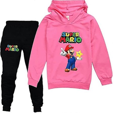 Barn Super Mario Antrekksett Pullovergenser Hettestrikketøysgenser Topp Sweatpants Joggingbukser Treningsdrakt For Gutter Jenter -NMAOV