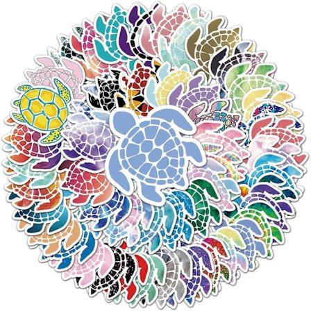 Färgglada Havssköldpadda Vattentäta Vinyldekaler, 50 st, Lämpliga för Laptop, Reseväska, Anteckningsbok, Telefon, Bil, Skrapbok, Vattenflaska, Cykel, 