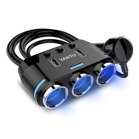 DC 12V-24V Bil Cigarettænder Adapter Oplader 3-vejs Dobbeltstik Splitter