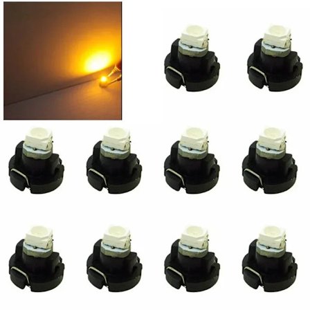 Ny 10 stk T3 T4.2 T4.7 1SMD LED lavt forbruk høy lysstyrke lang levetid pære NEO wedge dashbord indikatorlys Gul
