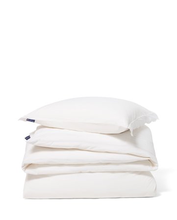 Lexington Bomull percale skallopvinge bäddset, vit